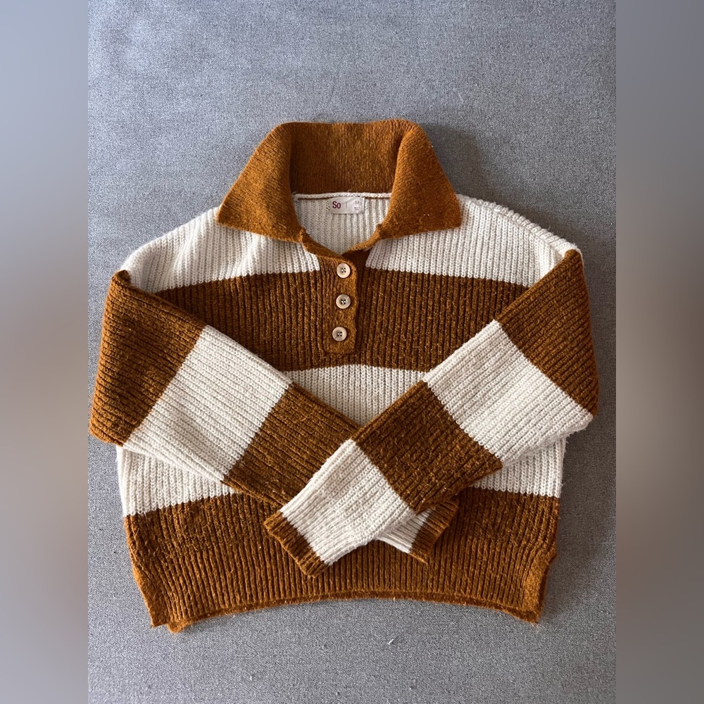 Kids Orange and White Striped Sweater Size Medium